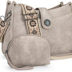 Crossbody Bags For Women Trendy 2PCS Vegan Leather Hobo Handbags Purses Wallet S